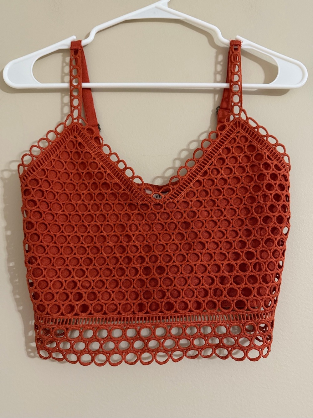 Willow + Root Circle Crochet Crop Tank Top - Rust Orange